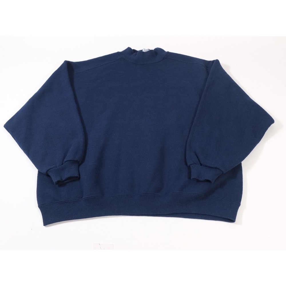 Chic Sweatshirt Womens L Navy Blue Vintage 90s Mock Neck Pullover Made In USA